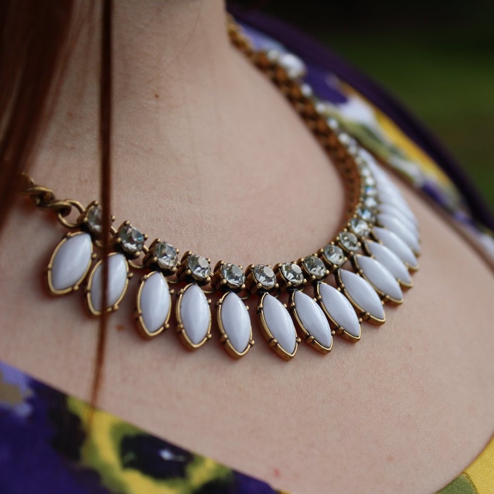 J. Crew Sunflower Statement Necklace in White